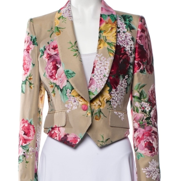Dolce & Gabbana Floral Blazer in Red, Pink, and Yellow, Silk Blend - Picture 2 of 13